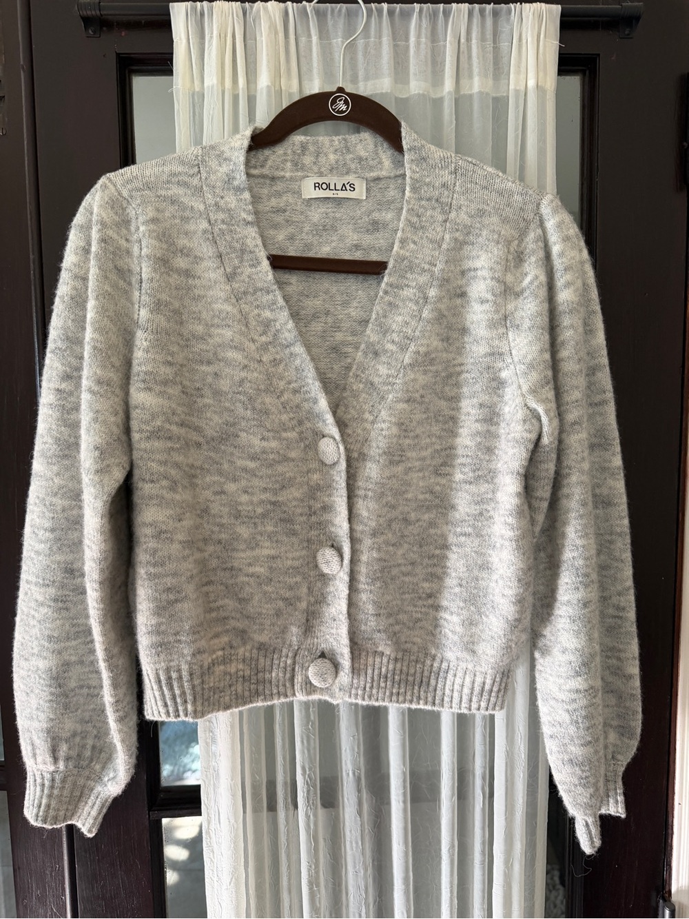 ROLLA'S Light Gray V-Neck Button Front Knit Cardigan